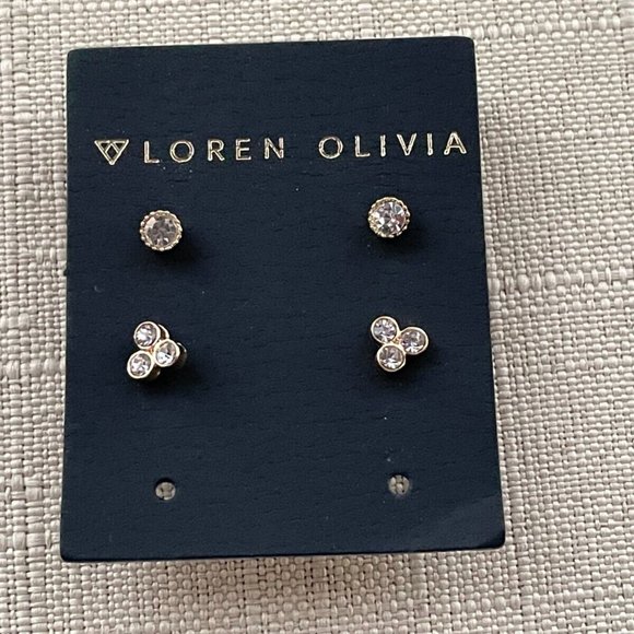 Loren & Olivia Women Earrings Gold Tone Stud Ear Jewelry set of 2 earrings New - Picture 6 of 8